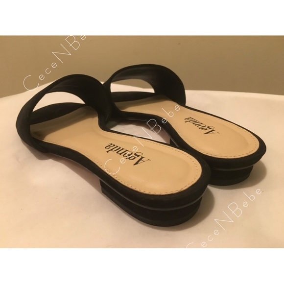 ❤️EU 37 - Block Heel Leather Nubuck Slide Mule AGENDA Sandals - Black - BNIB - Picture 5 of 9